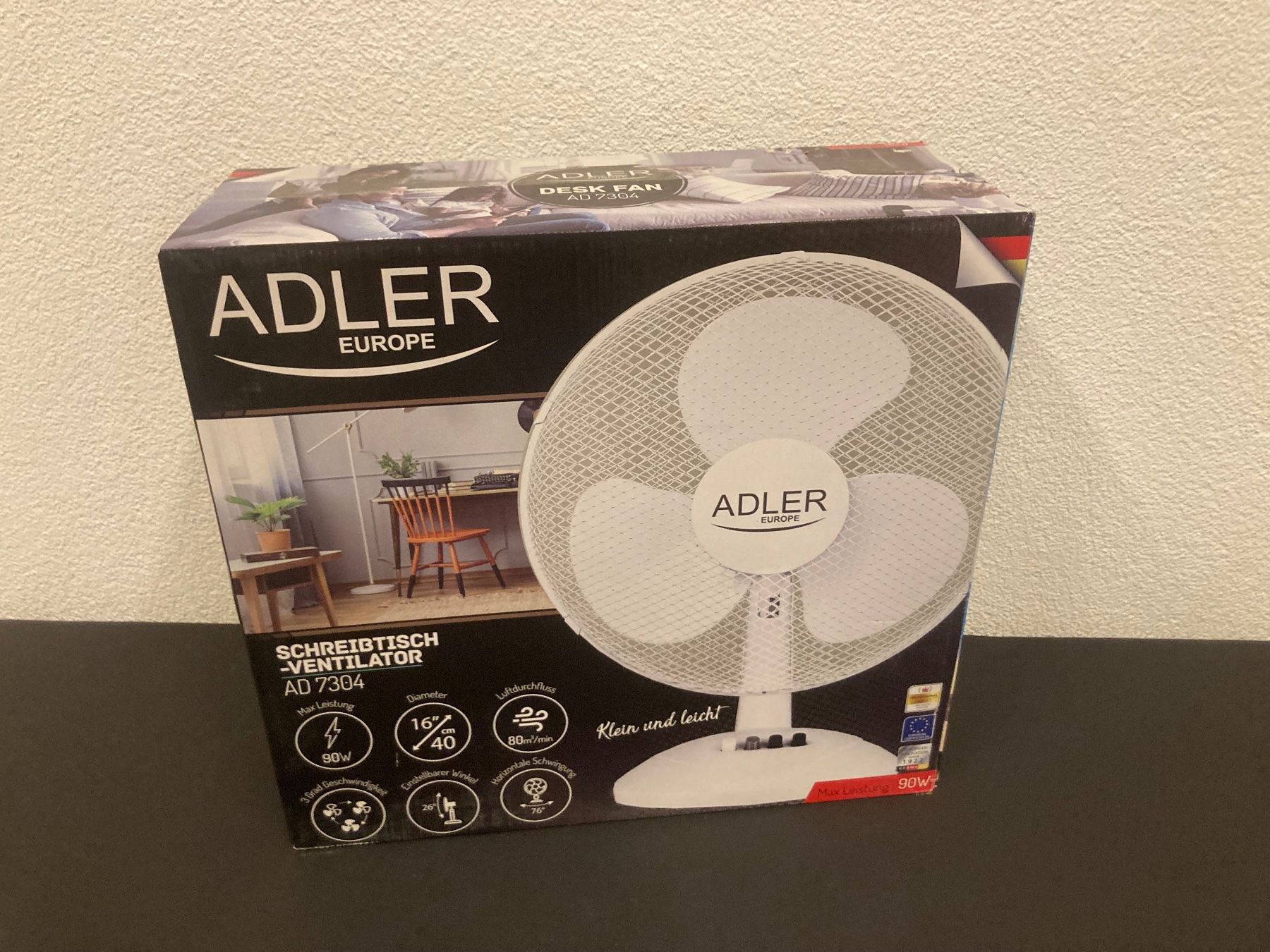 Ventilatoren: Ventilator Tischmodell Adler, weiss, 40 cm Durchmesser – Neu und originalverpackt aus Neuenhof von jorogo
