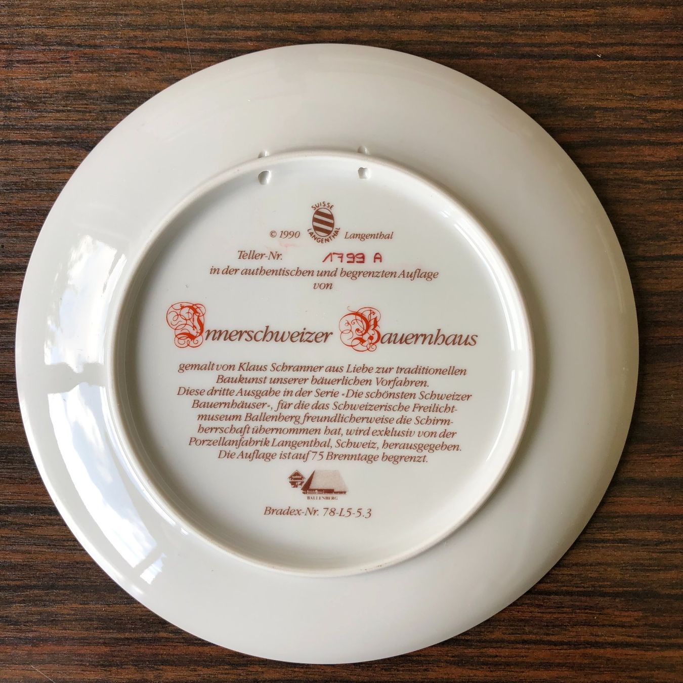 Piatti: Sammelteller Innerschweizer Bauernhaus, 1990, Langenthal P. – Nuovo (secondo la descrizione) da Balzers venduto da Kubus28 1