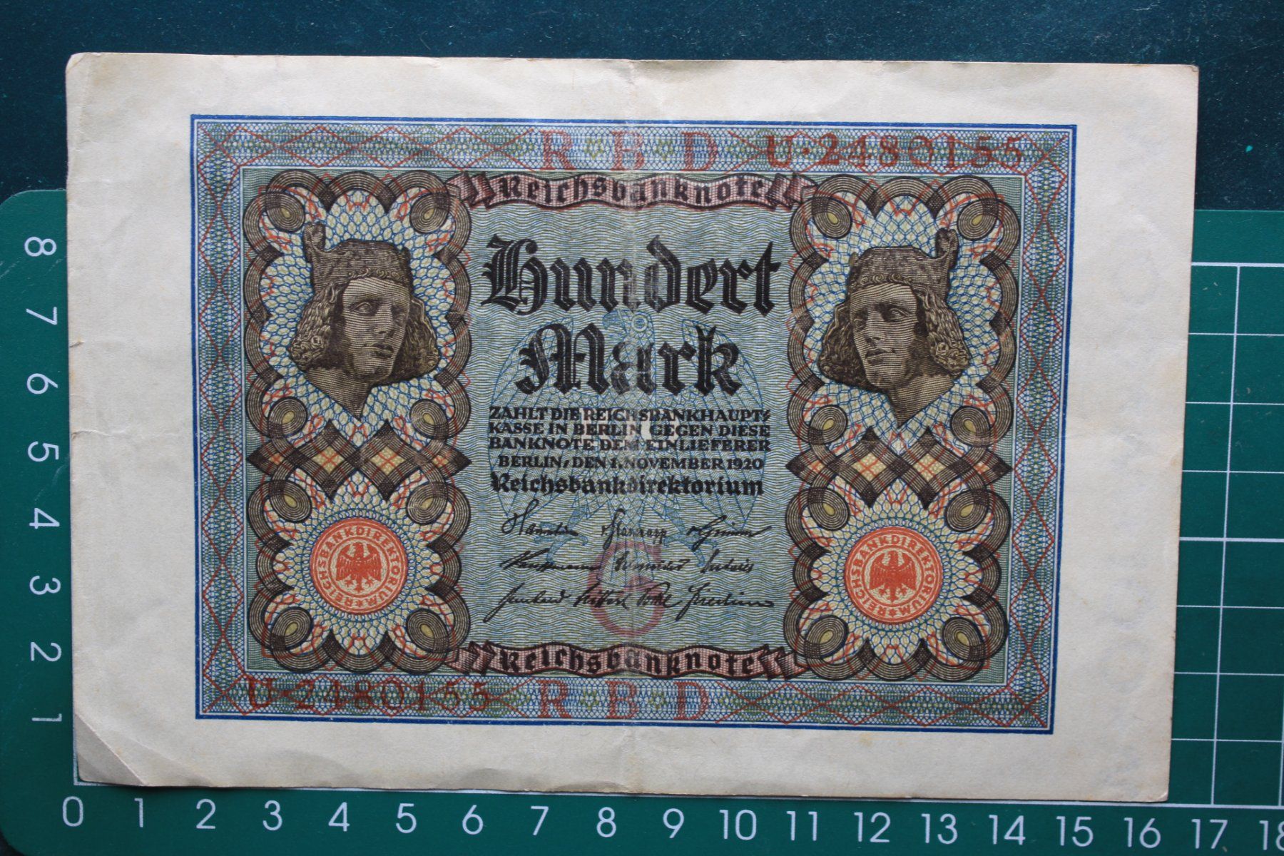 Banknoten: currency reichsbanknote 100 Mark 1920 – Gebraucht aus Laupen BE von Gufi57
