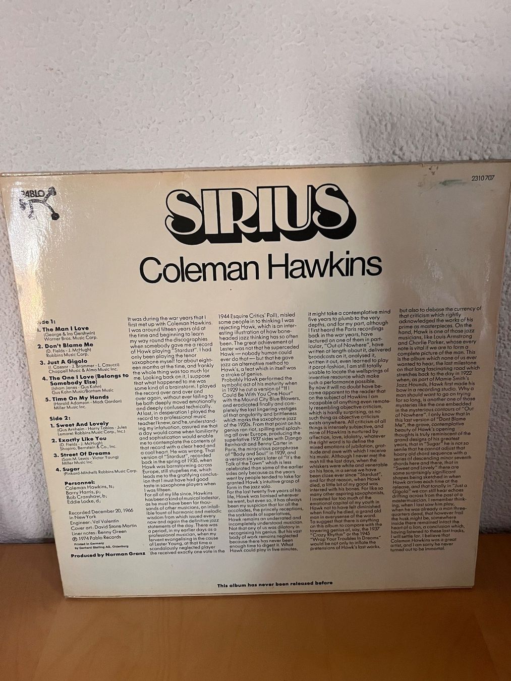 Schallplatten: Coleman Hawkins : Sirius, Schallplatte – Gebraucht aus Rüdlingen von Timber_11 1