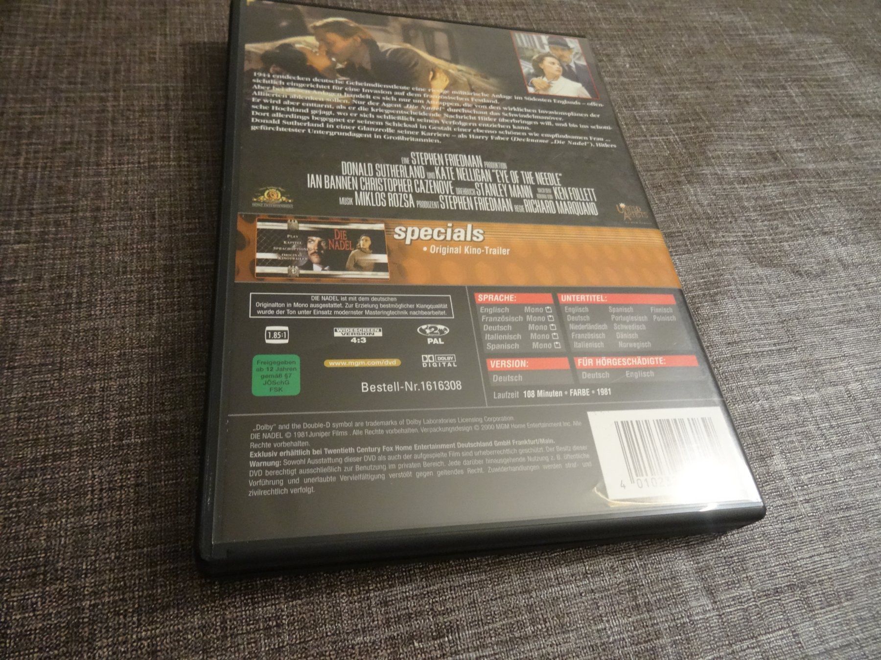 Alle DVDs: DVD Die Nadel Donald Sutherland Kate Nelligan – Gebraucht aus Olten von Disc-Verkauf 2