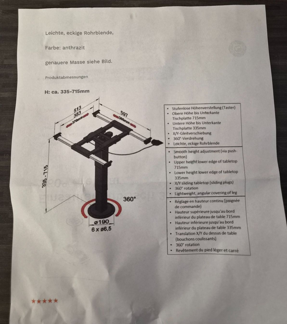 Tavoli: Hubtisch – Usato da Buchrain venduto da YUKON09 1