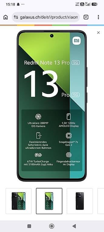 Telefoni cellulari / Smartphones: Handy Xiaomi Redmi Note 13 Pro 5G  – Usato da Ersigen venduto da hondamb6 4