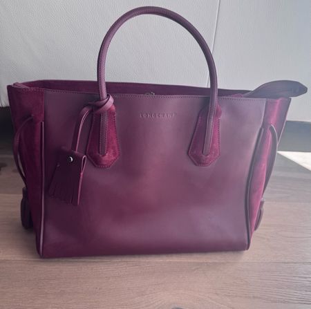 Longchamps Leder/Wildleder 3D Totebag in Bordeaux