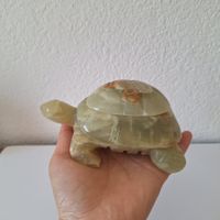 Schöne Schildkröte, Dose mit Deckel, grüner Onyx