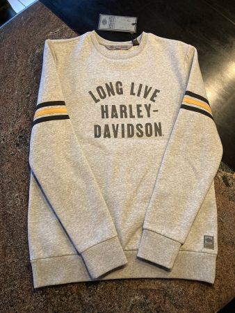 Pull Harley-Davidson vintage gris chiné, Taille S, neuf!