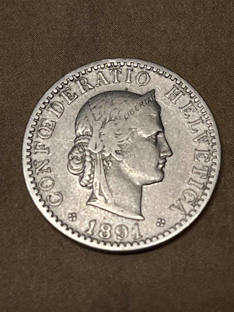 Tutti le monete: Schweizer 20 Rappen Münze 1891 – Usato da Nänikon venduto da Mercantes 1