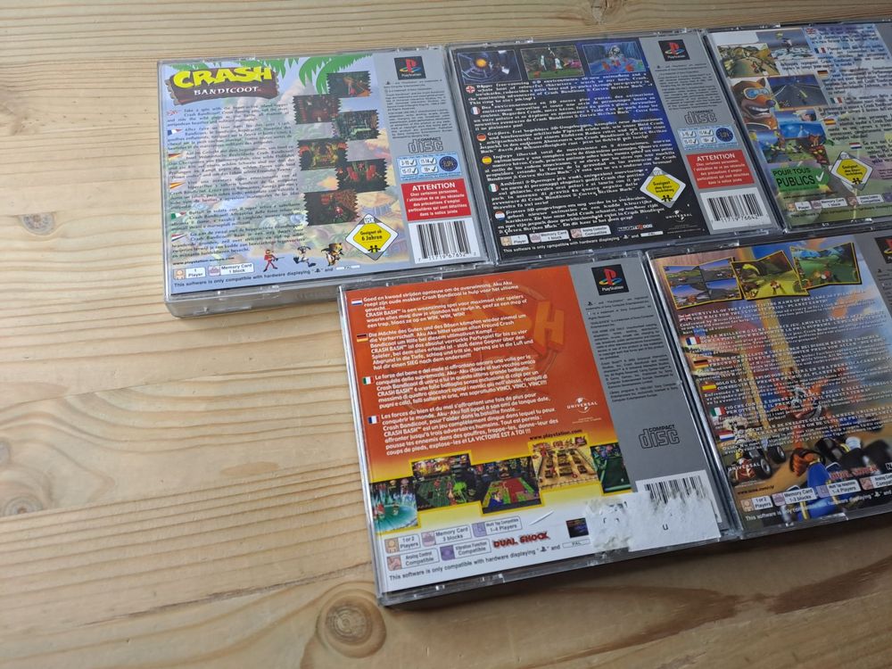 Crash Bandicoot Sammlung: 1 + 2 + 3 + Team Racing + Bash PS1 (Gebraucht ...