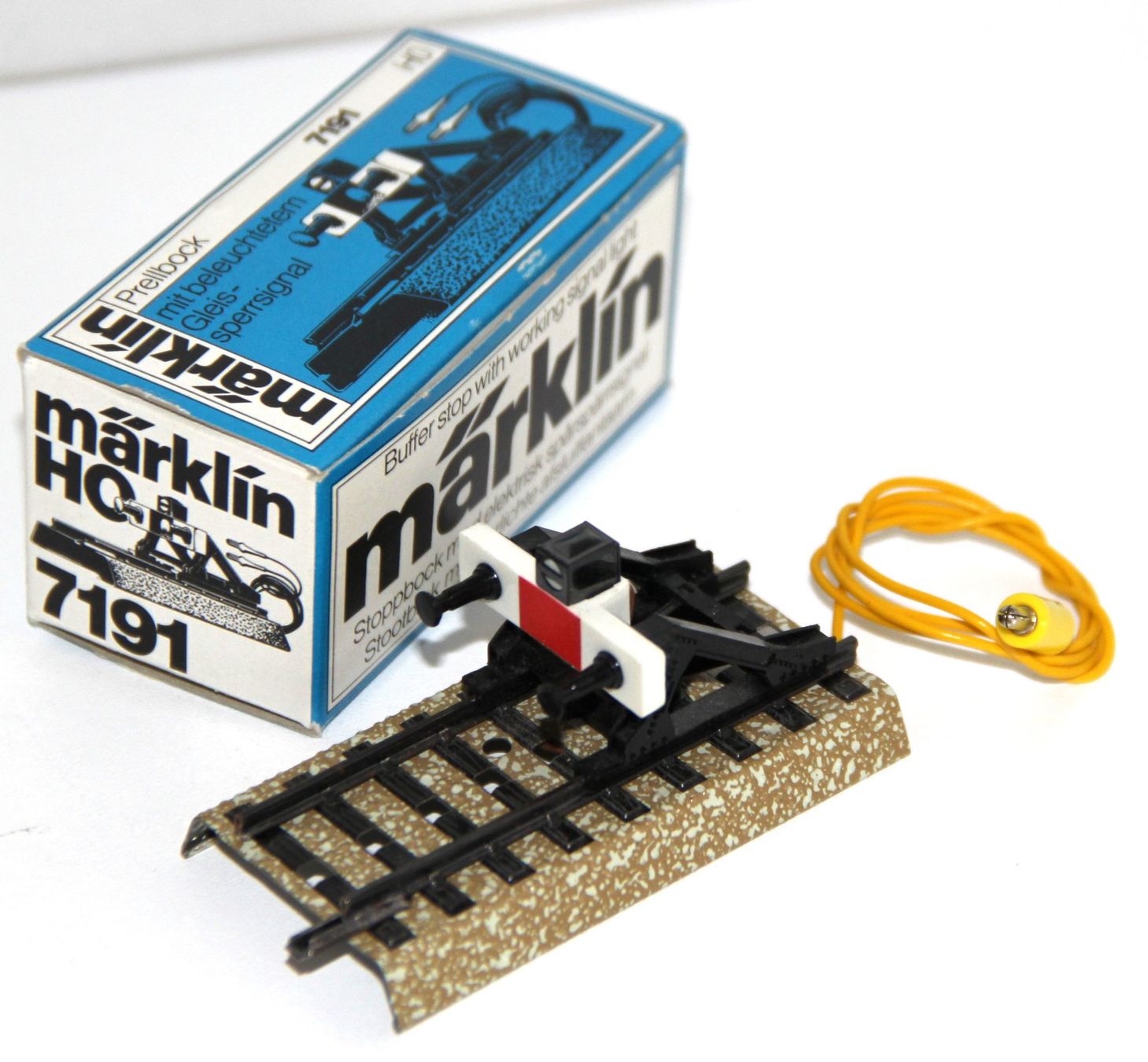 Märklin Modellini di ferrovie: 7191 Märklin -  Prellbock mit Sperrsignal - M-Gleis – Nuovo (secondo la descrizione) da Giebenach venduto da eurosportler