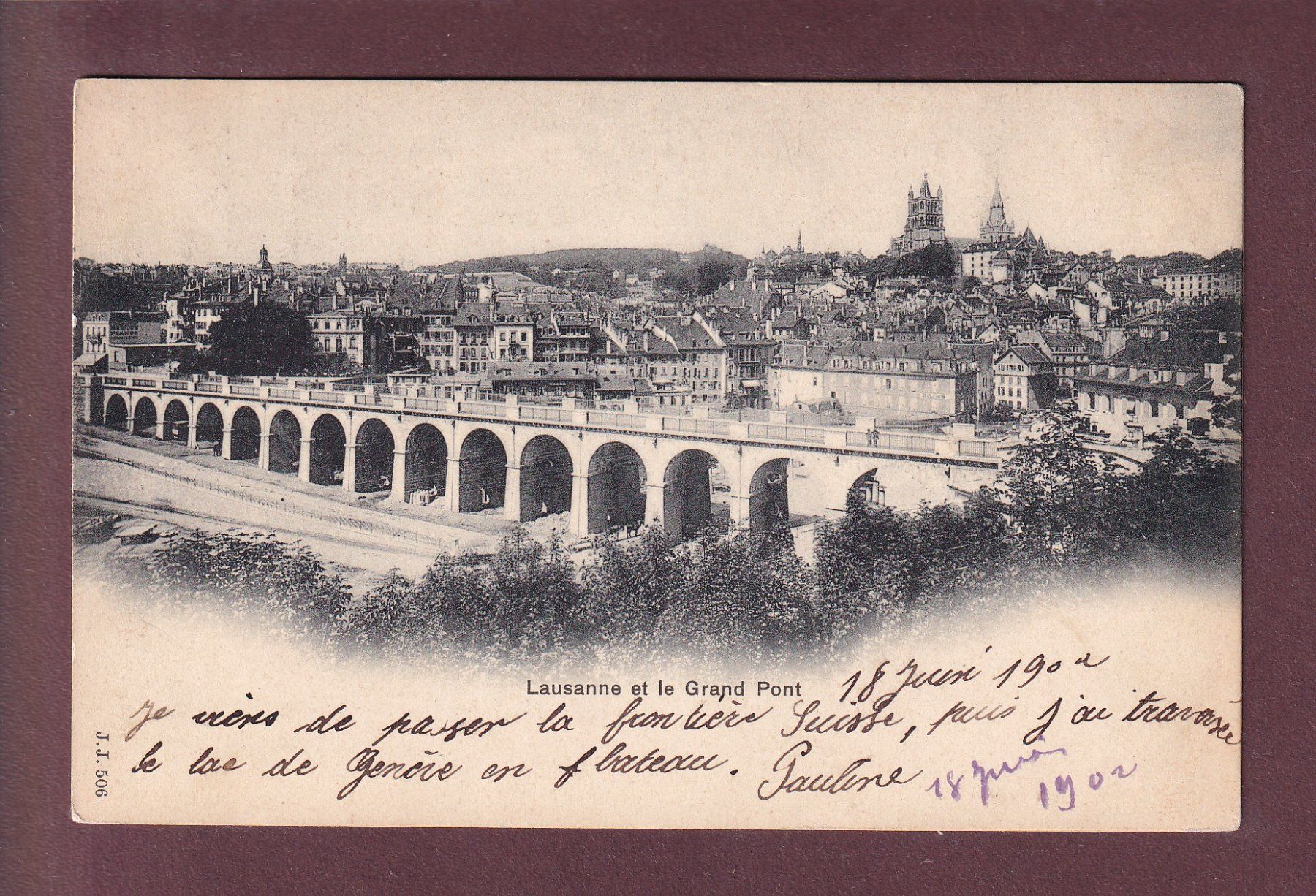 Cartoline postali: LAUSANNE - Grand Pont - 1902 – Usato da Pully venduto da nicecards