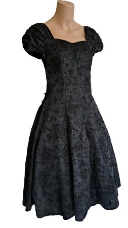 Schimmerndes Kleid schwarz Gr. 40 Sommerkleid Vintage