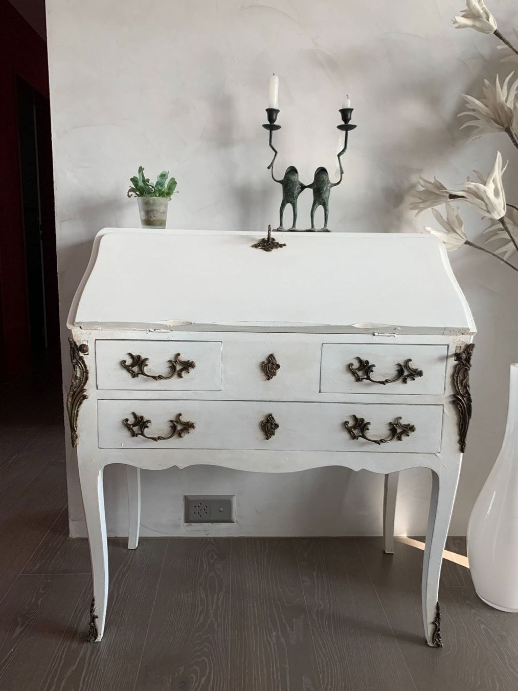 Scrivanie: Antik Sekretär barock weiss Messing shab – Usato da Dottikon venduto da beni1204 2