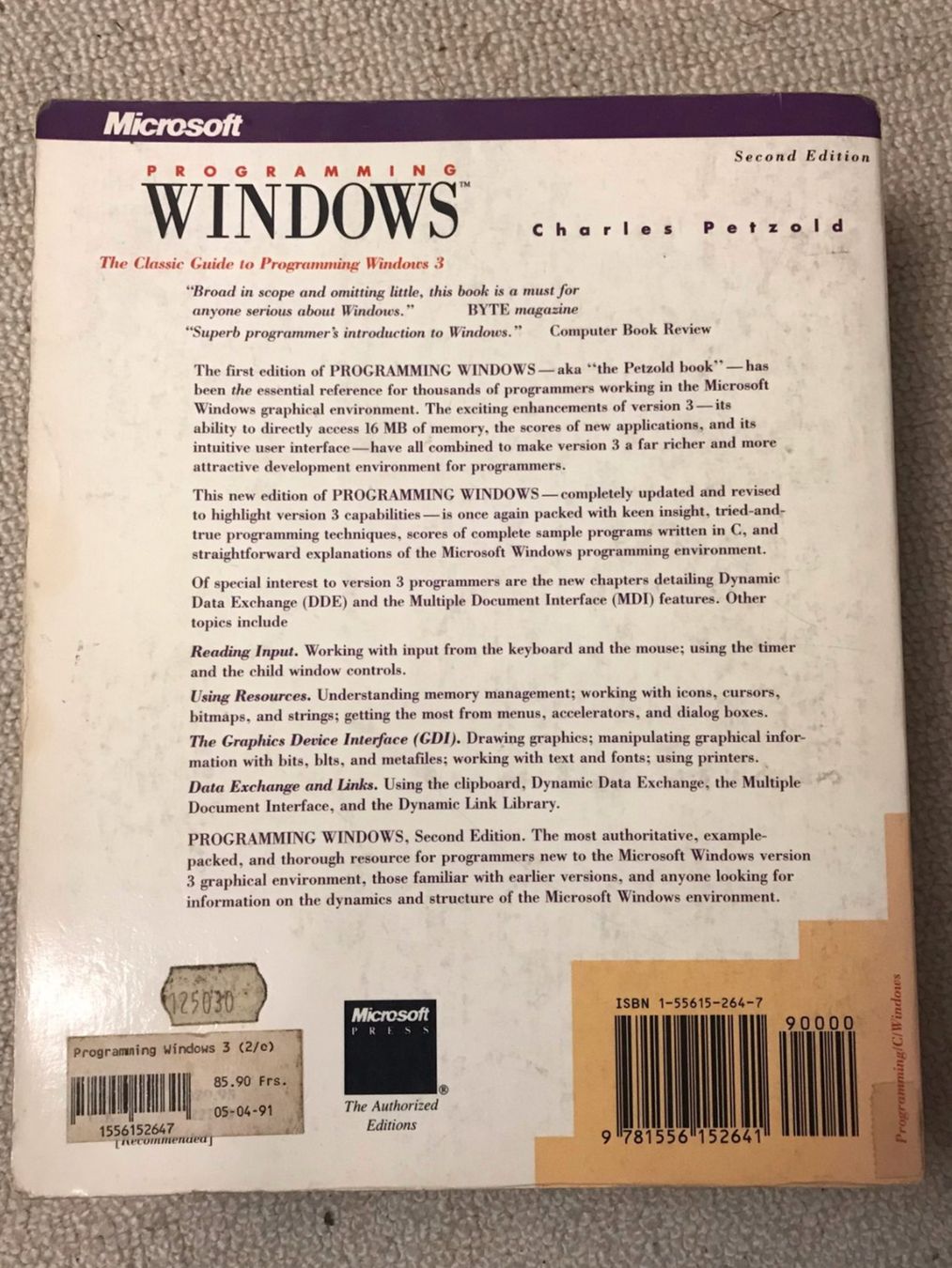 Libri: Klassiker: Programming Windows 3.1 - Charles Petzold! Top! – Usato da Wollerau venduto da maxundphilip 2