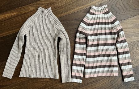 Rollkragen Rippstrick Pullover Shirt Mädchen 2 Stk. Gr. 104