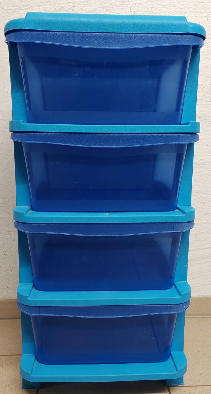 Cassettiere: Blaue Rollkommode Schubladenbox 4 Fächer Aufbewahrung – Usato da Rheinsulz venduto da Dred