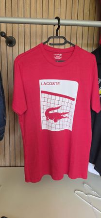 Orginale Lacoste T-Shirt Rot mit Krokodil-Print Gr. L