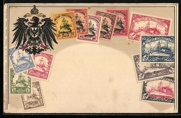 Ansichtskarten: Briefmarken der Deutschen Kolonie Deutsc – Gebraucht aus Berlin von bartko-reher