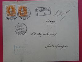 1882: 66A zwei mal auf Chargé, mit ATTEST, seltene Verwend.
