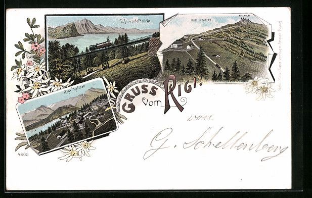 Cartoline postali: Litho Rigi, Rigi-Kaltbad, Schnurtobelbr – Usato da Berlin venduto da bartko-reher