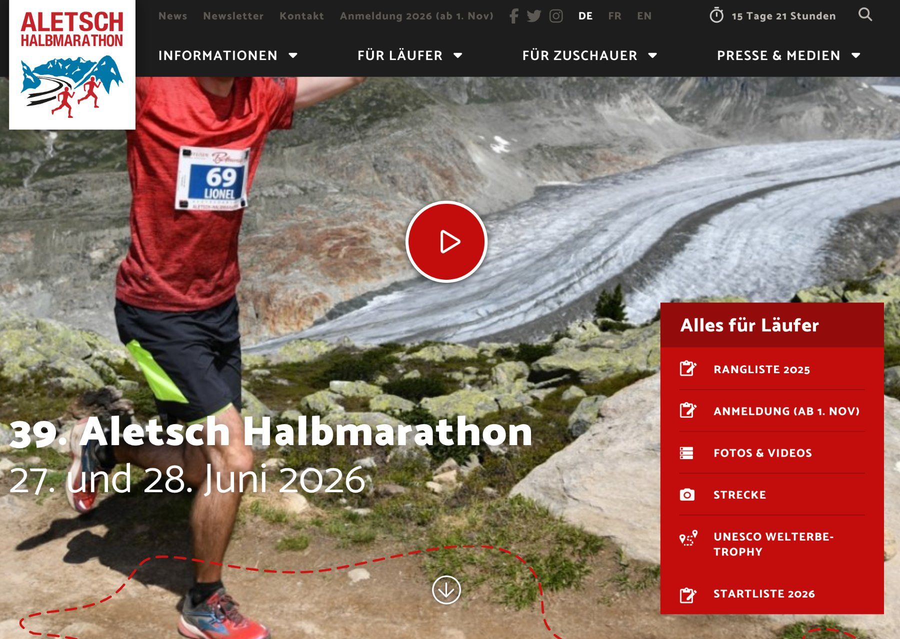 Biglietti: Ticket Aletsch Halbmarathon, 21km, am 28. Juni 2026. – Nuovo e nell'imballaggio originale da Zürich venduto da matterhorn33