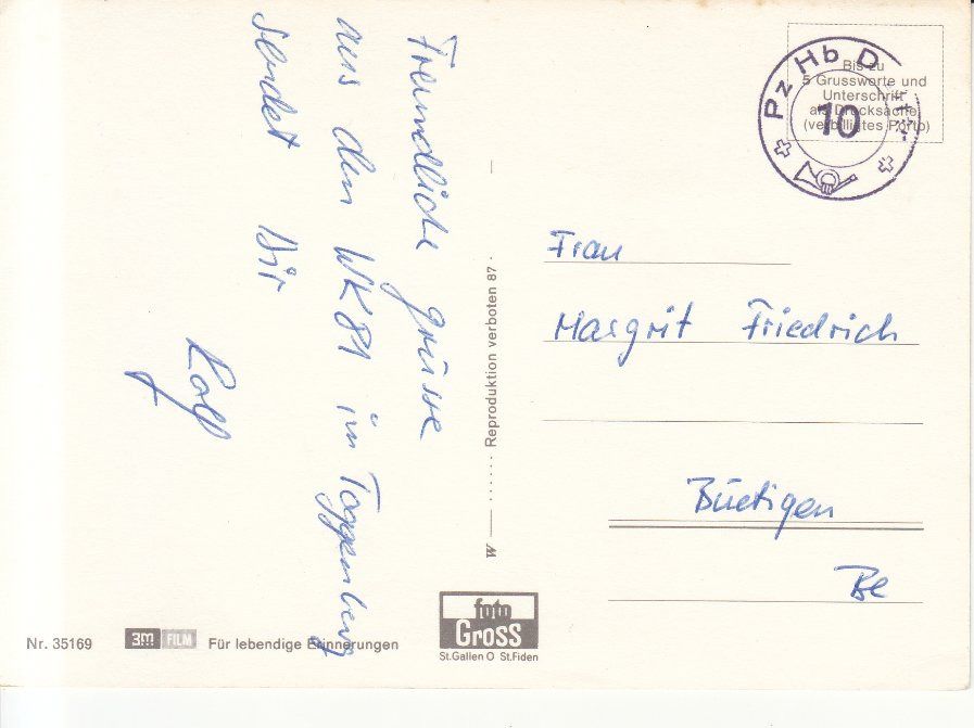 Cartoline postali: Obertoggenburg ca. 1970 – Usato da Bürglen TG venduto da StampGraf 1