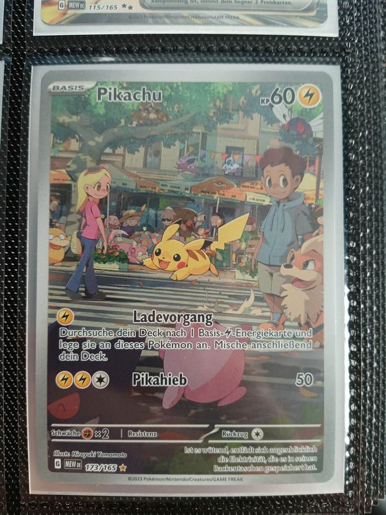 MZTCG Pikachu Sammelkarte MEW 025-151 - Deutsch Mit Toploader