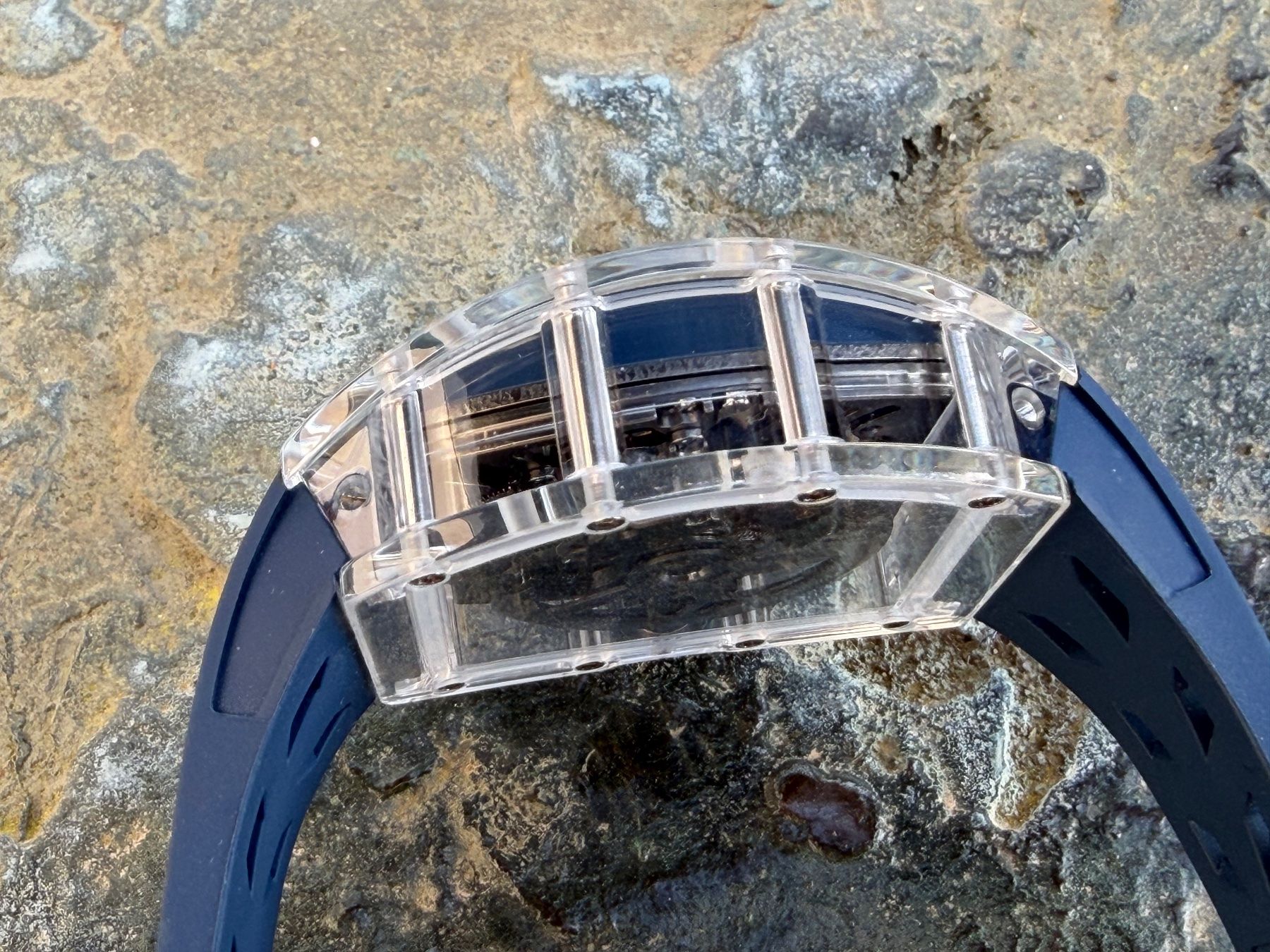 Orologi: Luxury Skeleton Watch - Transparent Design, Blue Strap – Usato da Reinach AG venduto da Rousseau_J 2
