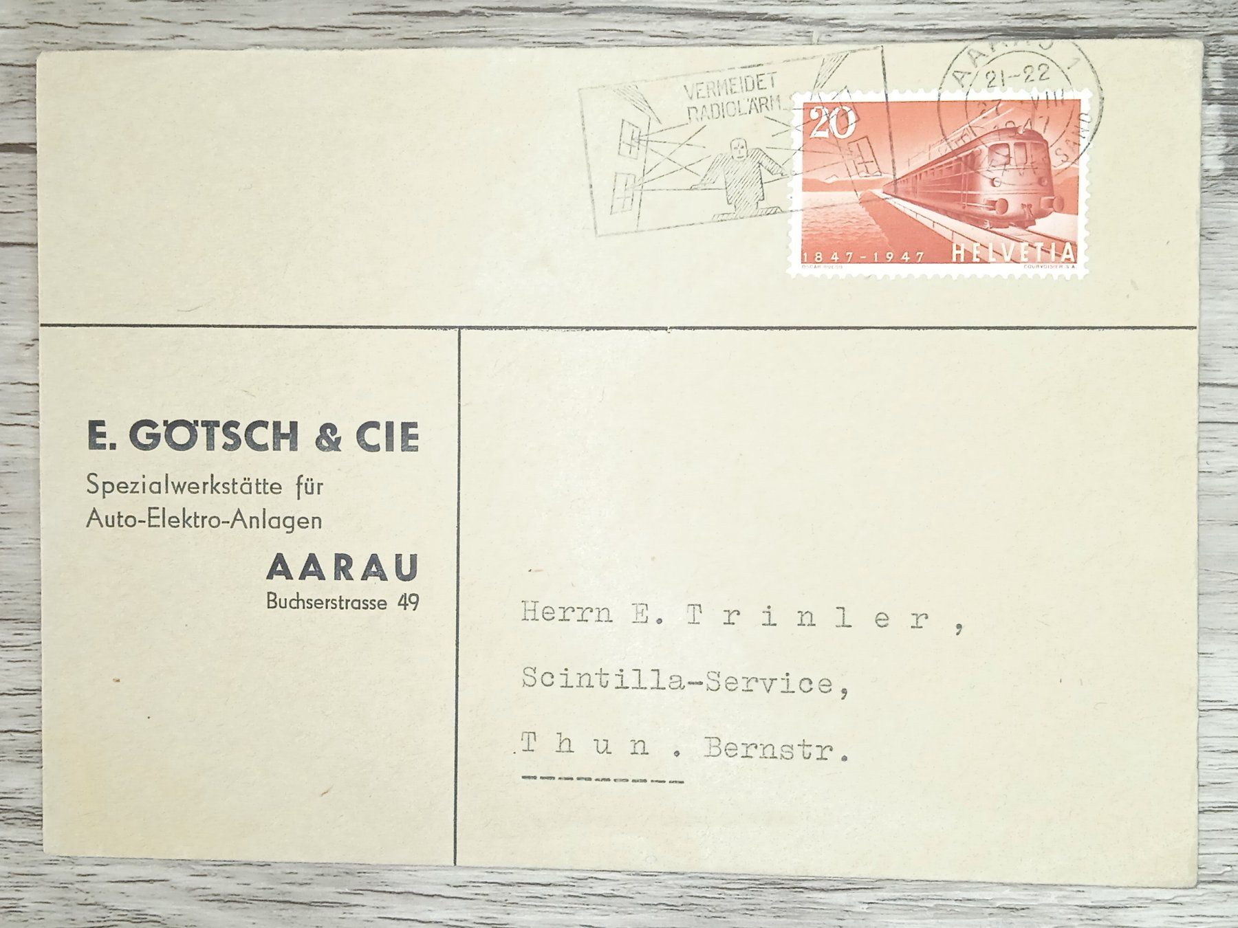 Tutti i francobolli: TR17 Enveloppe + Timbre Suisse 1947 – Usato da Cousset venduto da Patrick_Collections