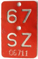Velonummer Schwyz 1967 SZ 67