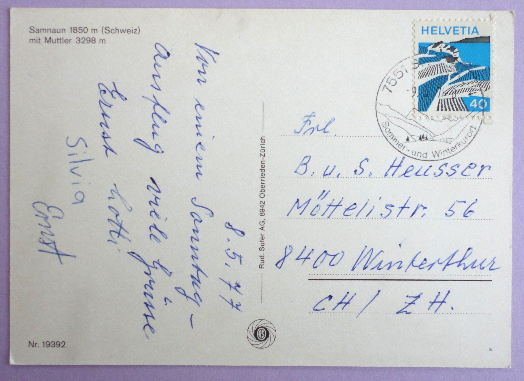 Cartoline postali: Samnaun 1850  m mit Muttler – Usato da Fétigny venduto da Billy2miny 1