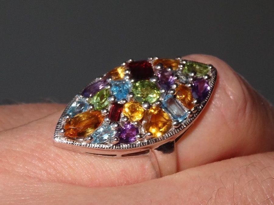 Anelli: Ring Silber 925 mit mixt Edelsteinen – Nuovo e nell'imballaggio originale da Matten b. Interlaken venduto da kero71 1