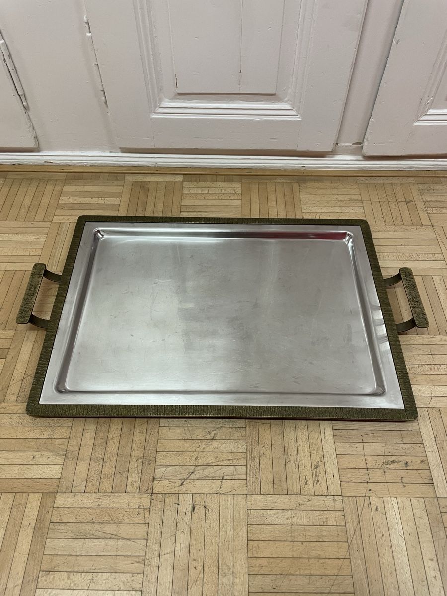 Servierplatten: Kolossales Bronze Serviertablett Brutalismus Tablett vintage – Gebraucht aus Zürich von Vintagewiesel 2
