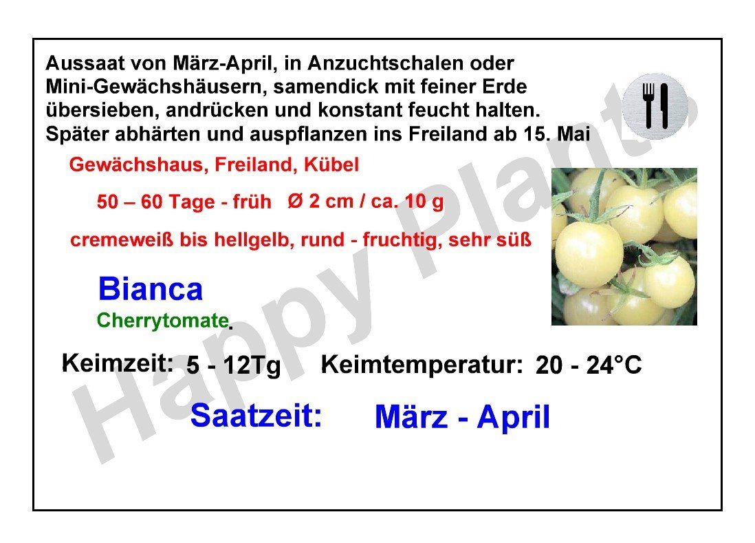 Plantes & graines: Bianca - Cherrytomate - 20 Samen – Neuf avec emballage d'origine à Sumiswald par Cham14559 2