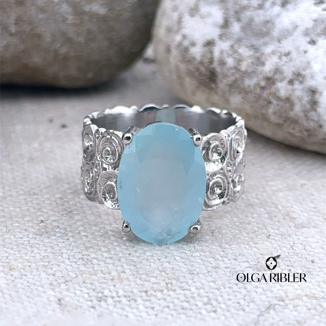 Olga Ribler Anelli: Aquamarin Silber Ring 925 Grösse 54 – Nuovo (secondo la descrizione) da Luzern venduto da Schmuckoutlet 2