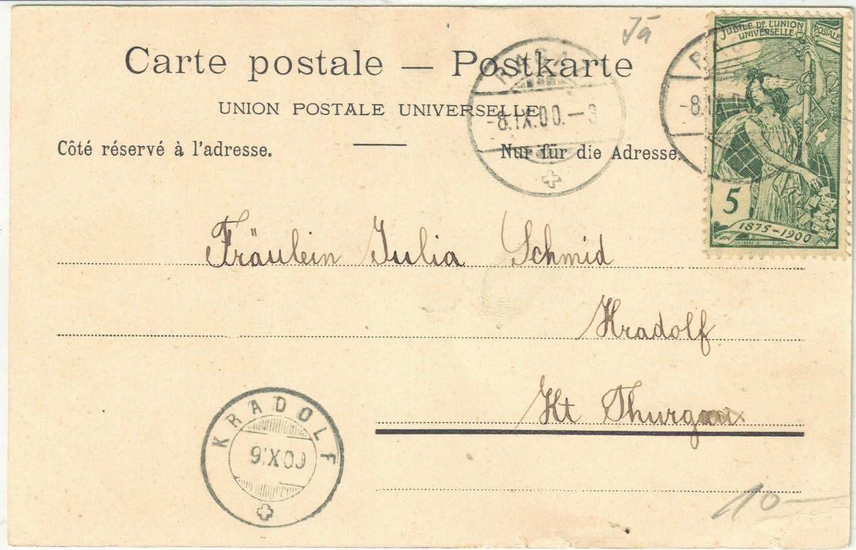 Cartoline postali: Tamina-Schlucht - Bad Pfäfers - UPU 1900 – Usato da Ettingen venduto da Kartenplanet 1