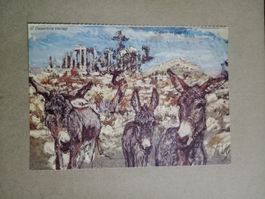 AK Kunst Tiere Color Fritz Hug Maultiere