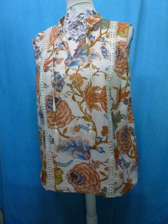 BLUSE TOP SHIRT BUNT MORE AND MORE GR 40 COTTON NEU OHNE ARM