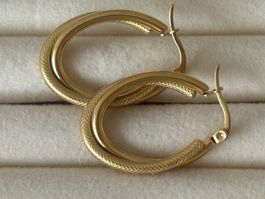 Luxus Elegante Creolen Edelstahl Ohrstecker Farbe Gold