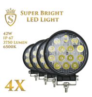 + 4X 42W LED Arbeitsscheinwerfer Offroad Scheinwerfer 12V 24