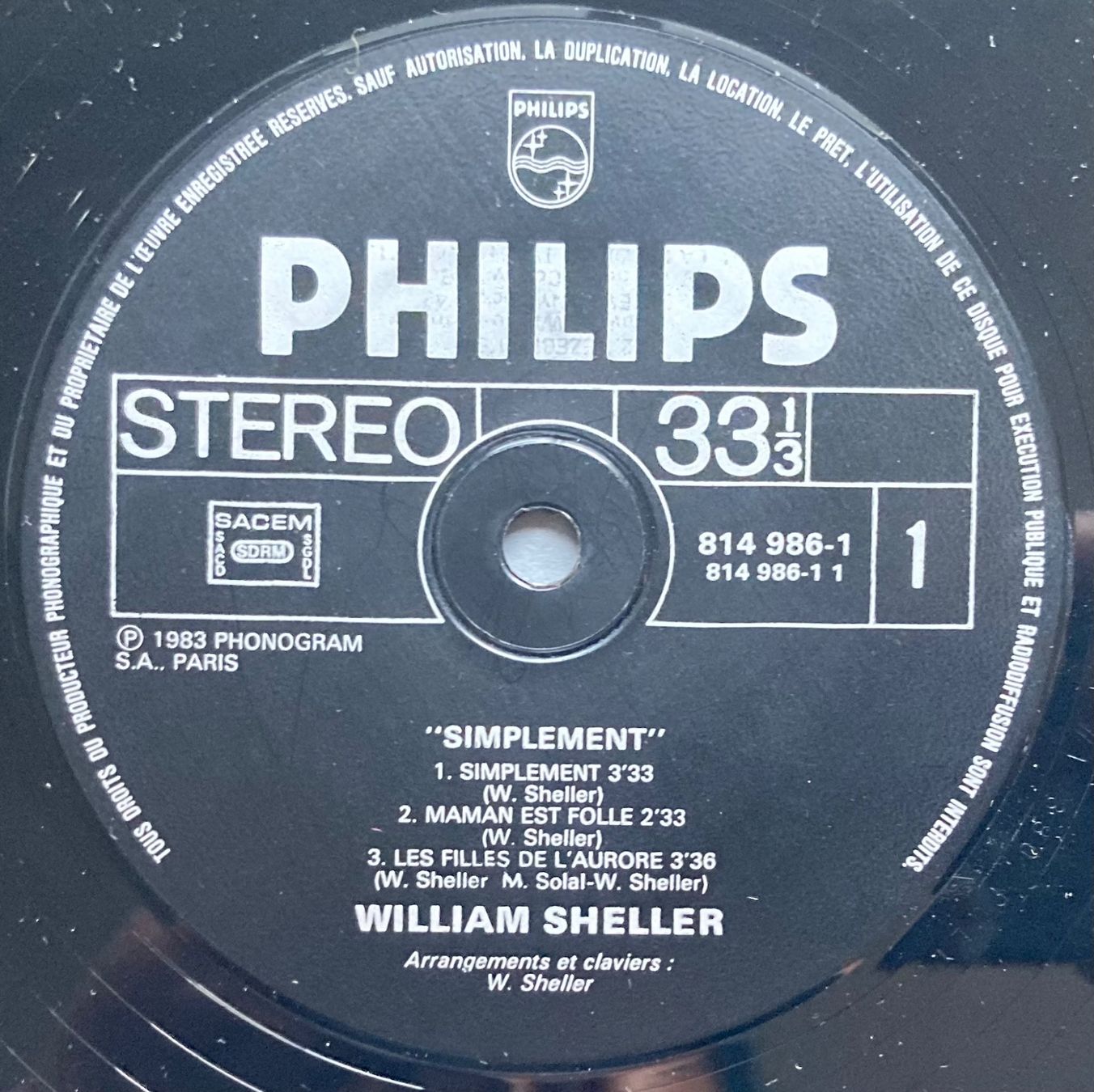 Dischi in vinile: WILLIAM SHELLER - SIMPLEMENT – Usato da Poliez-Pittet venduto da Newtown-Records 2