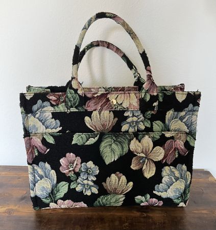 Sac Sezane Le Sept Noir Fleuri tapestry tote bag