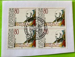 Briefmarken aus Liechtenstein 4 er Block mit Papier 