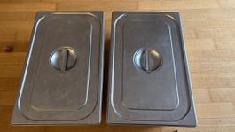 2x Edelstahl Gastrobehälter mit Deckel
