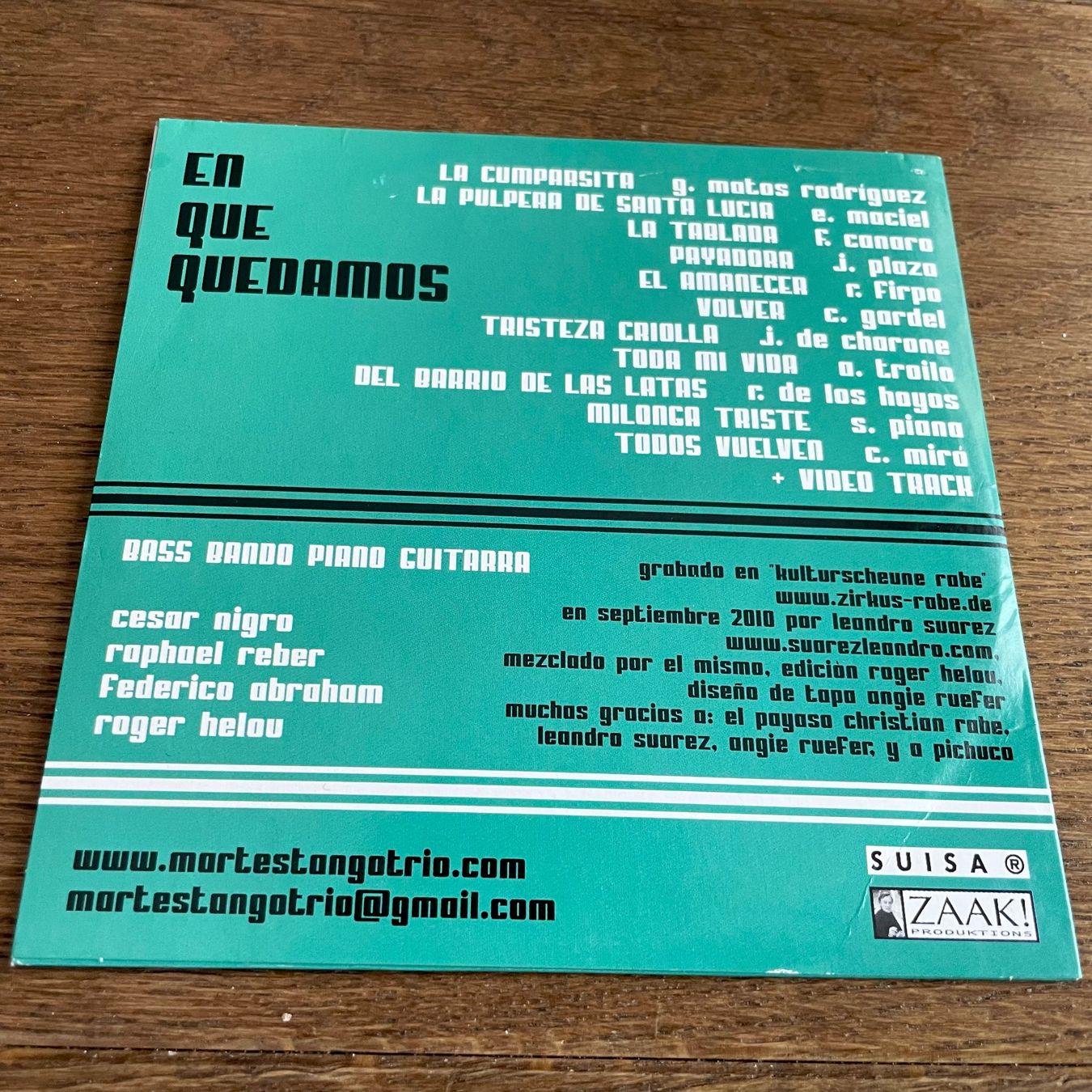 CD: Martes Tango Trio -En que quedamos  - CD – Usato da Pontresina venduto da il-bain 1