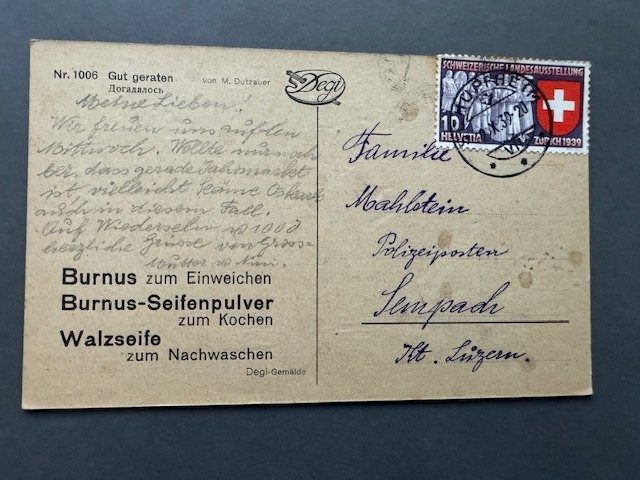 Cartoline postali: Alte Tracht Schweiz 1939 – Usato da Honau venduto da Ritika 1
