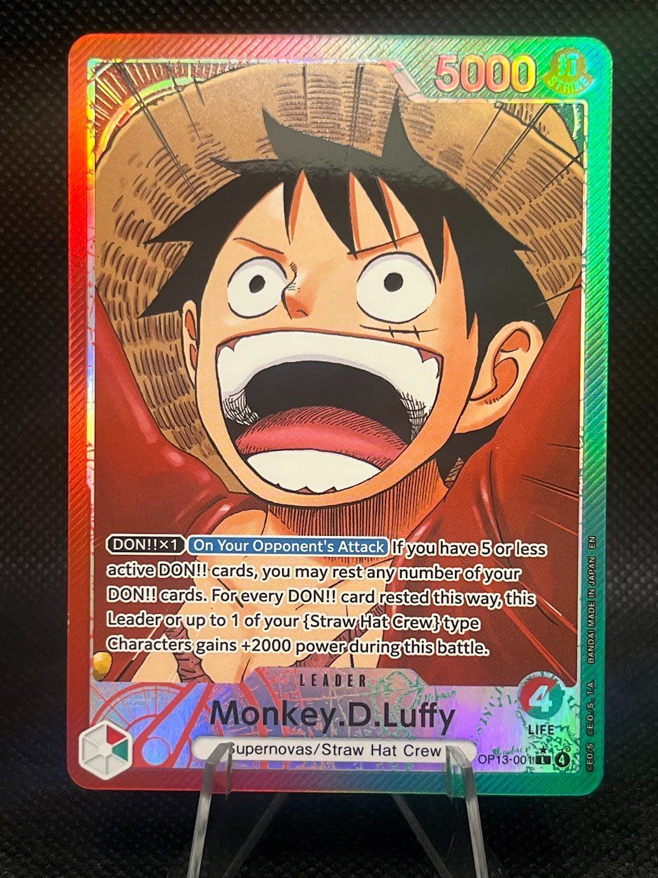 Bandai Carte collezionabili: One Piece -  Monkey D Luffy OP13-001 Leader EN – Usato da schaan venduto da Schokoloco