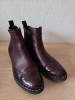 Lässige Leder Stiefeletten ungefüttert in Bordeaux Gr.38