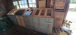 Antiker Setzkasten Schrank Druckerei