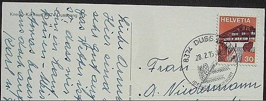 Cartoline postali: DUSSNANG Kneipp-Kurhaus – Usato da Jona venduto da philajona 1