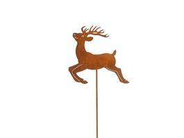Hirsch am Stab Eisen Rost 60cm Hirsch: 18.5 x 17.5cm